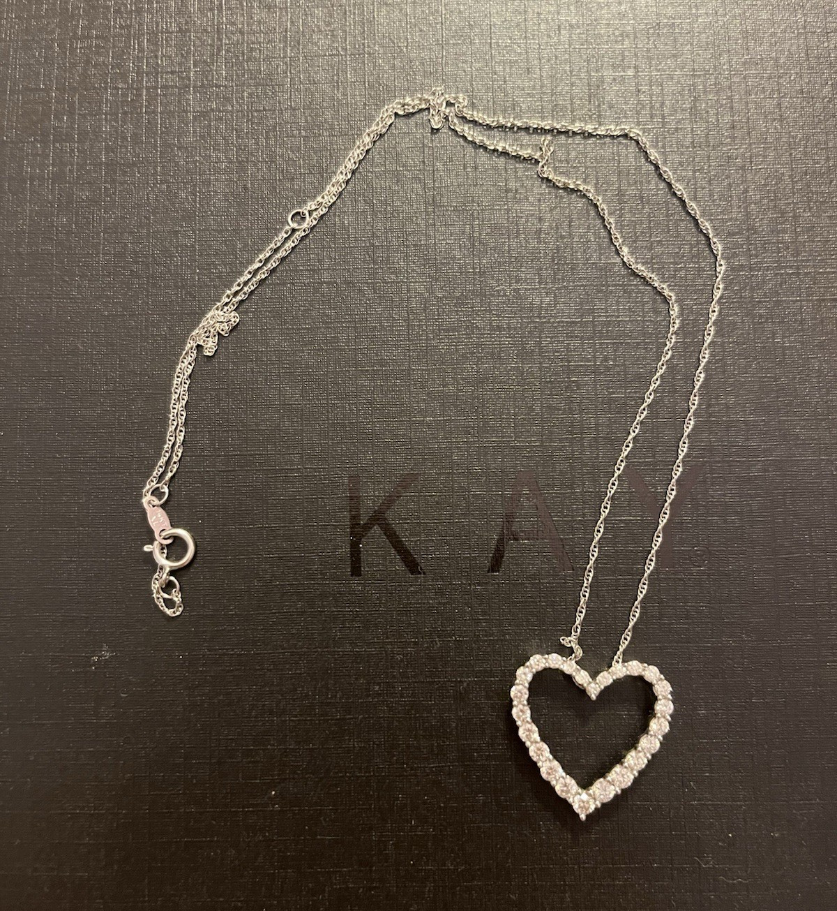 Kay Jewelers Silver Diamond Heart Charm Pendant Necklace
