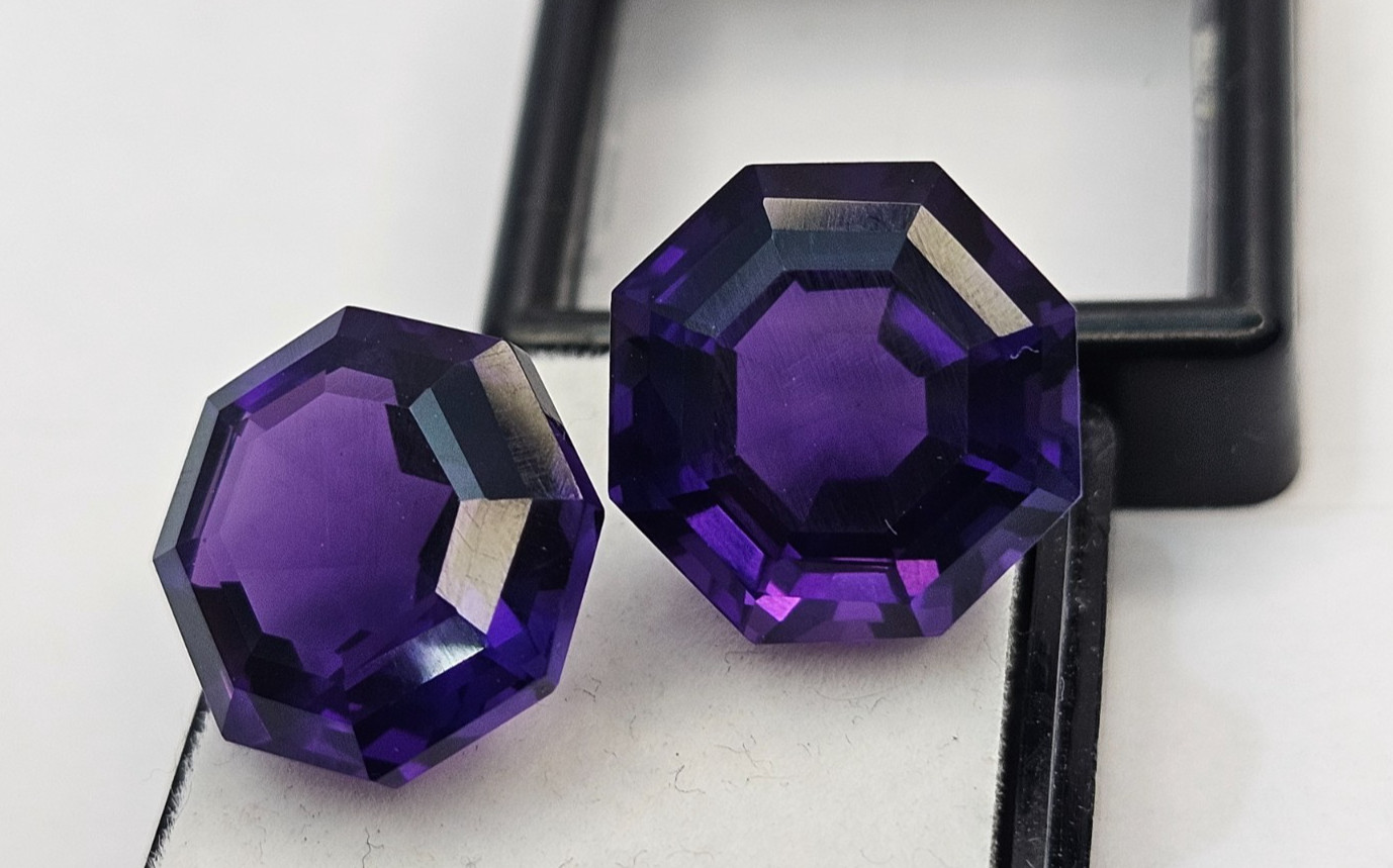 Fancy Cut Natural Amethyst Purple 27.10 Ct Pair Stone For Earring Making FR-589