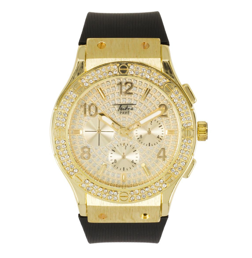Men Iced Bling Rapper Lab Diamond Silicone Band Luxury Fashion Hip Hop Watch