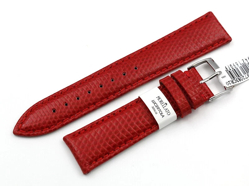 Morellato Red Lizard Leather Strap Various Sizes Made Italy Steel Buckle