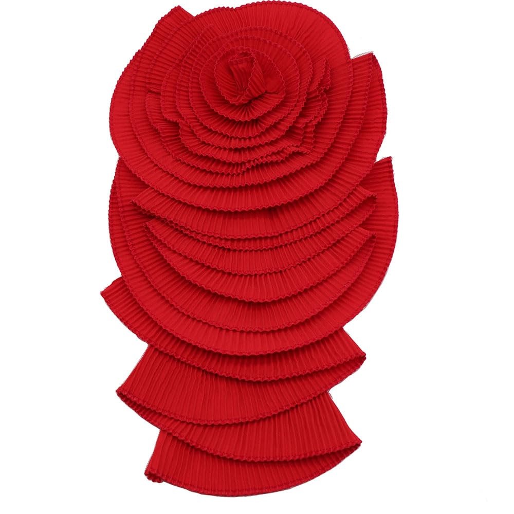 Ruffed Lace Fabric Brooch Pin Big Flower Pleated Chiffon Appliques Women Trim