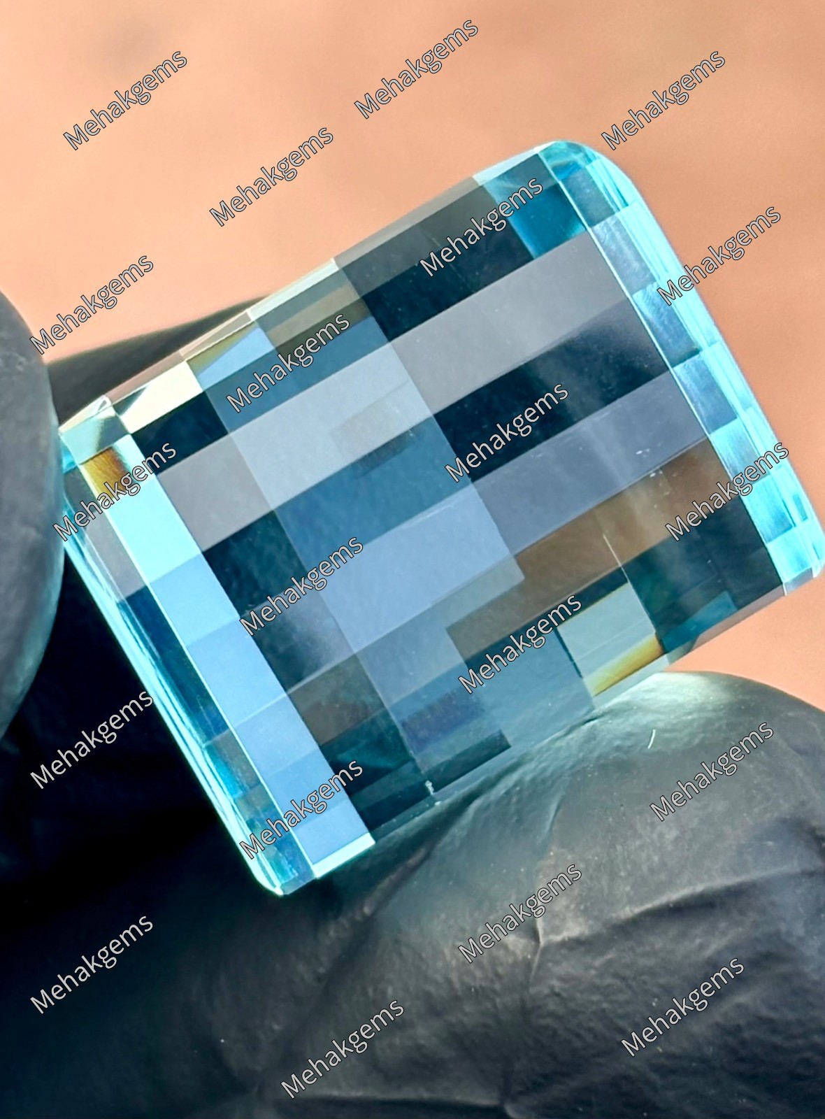 Electric Blue Aquamarine Loose Gemstone – 37Ct Pixel Cut Statement Ring Stone