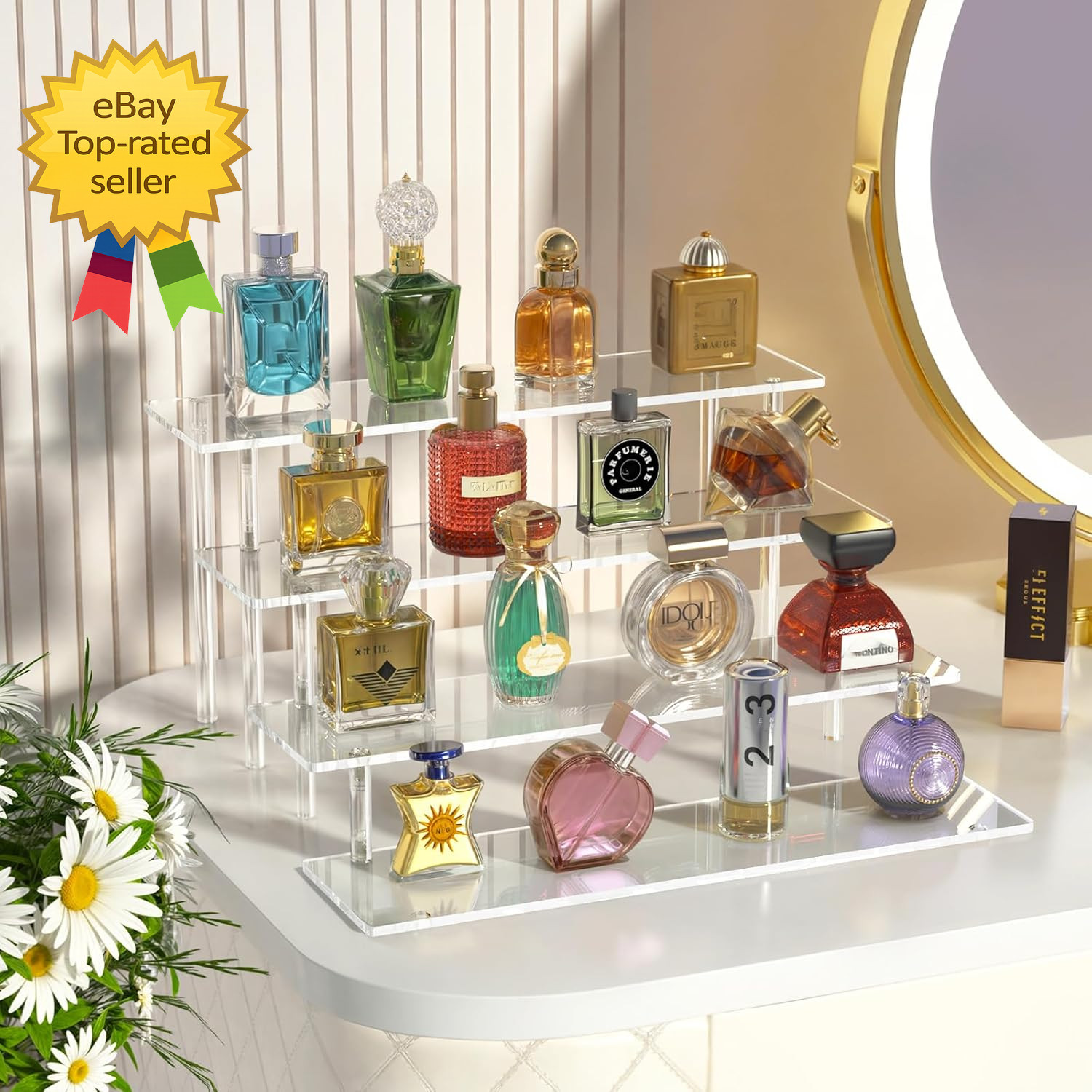 4 Tier Acrylic Display Riser Clear Organizer Stand for Cupcakes Perfume Figures