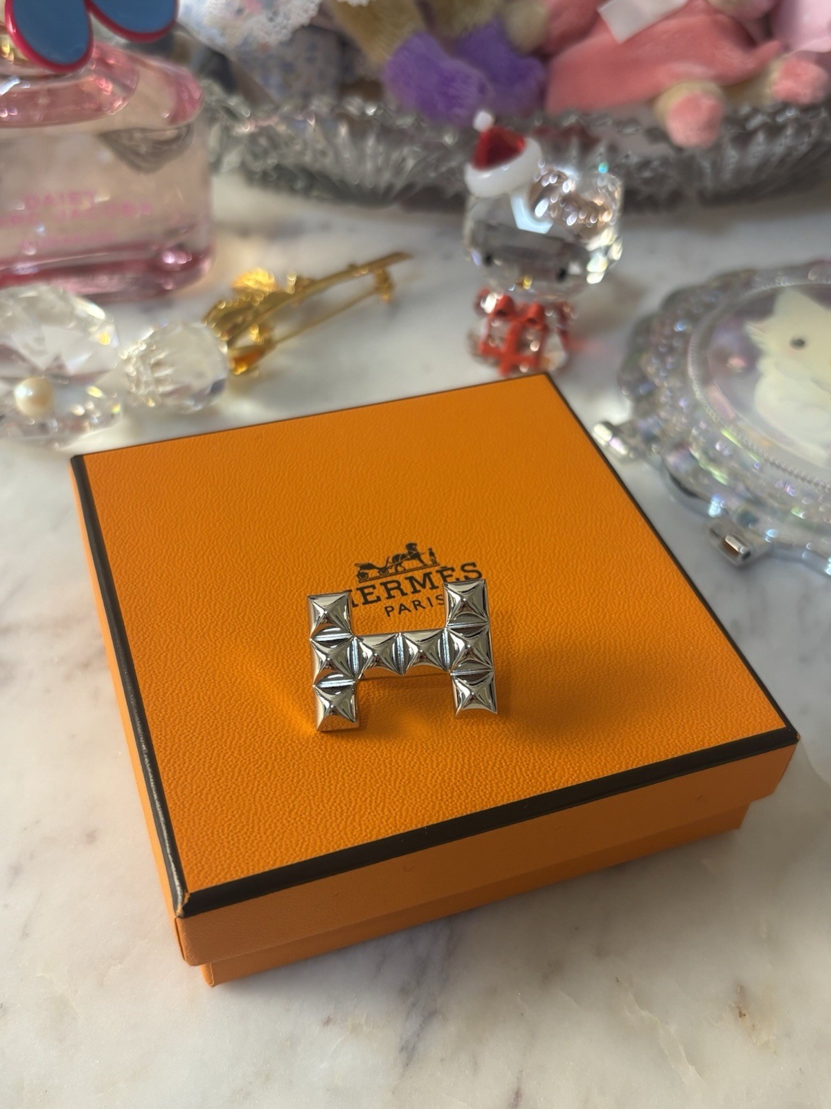 Hermes Paris Signed Silver Tone Letter H Belt Buckle 1.5cm