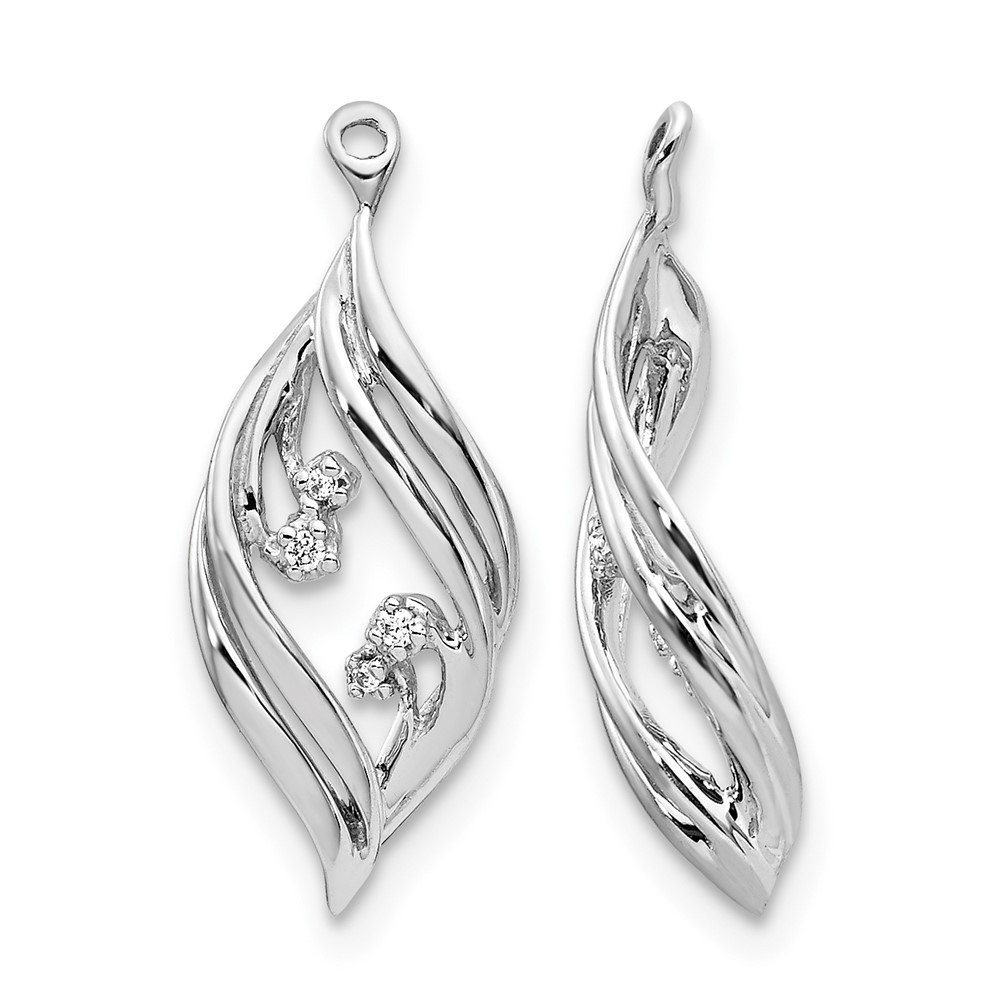 14k White Gold .03 carat Lab Grown Diamond VS/SI, G Twisted Earring Jackets