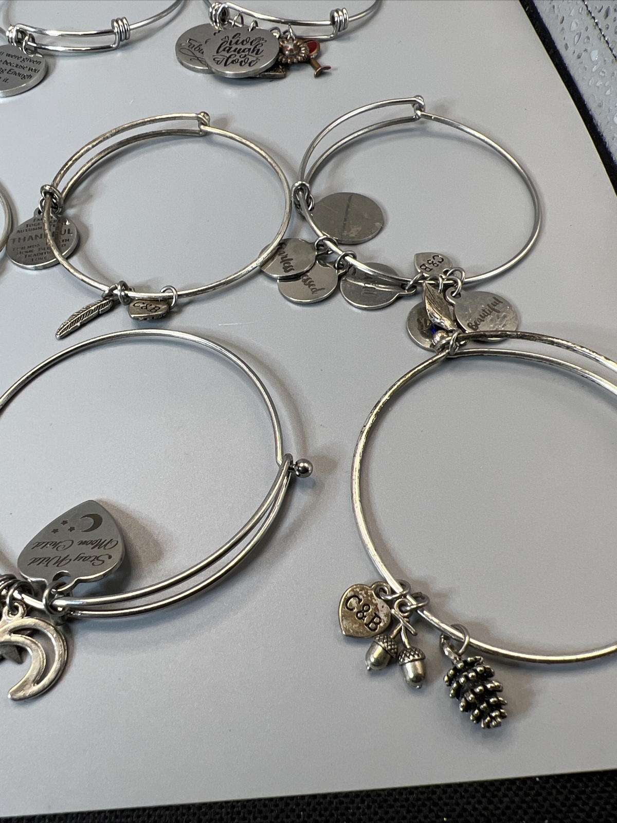 20- Bangle Bracelets w/Charms (11-C&B “Christopher & Banks” & 7 Un-Marked) M2164