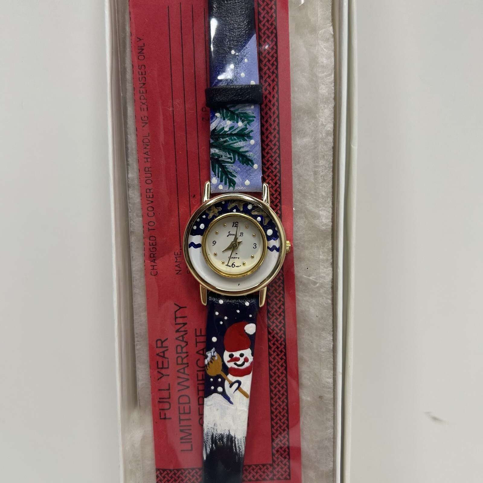 Jennie B Genuine Leather Quartz Analog Women’s Watch Snowman Christmas – New