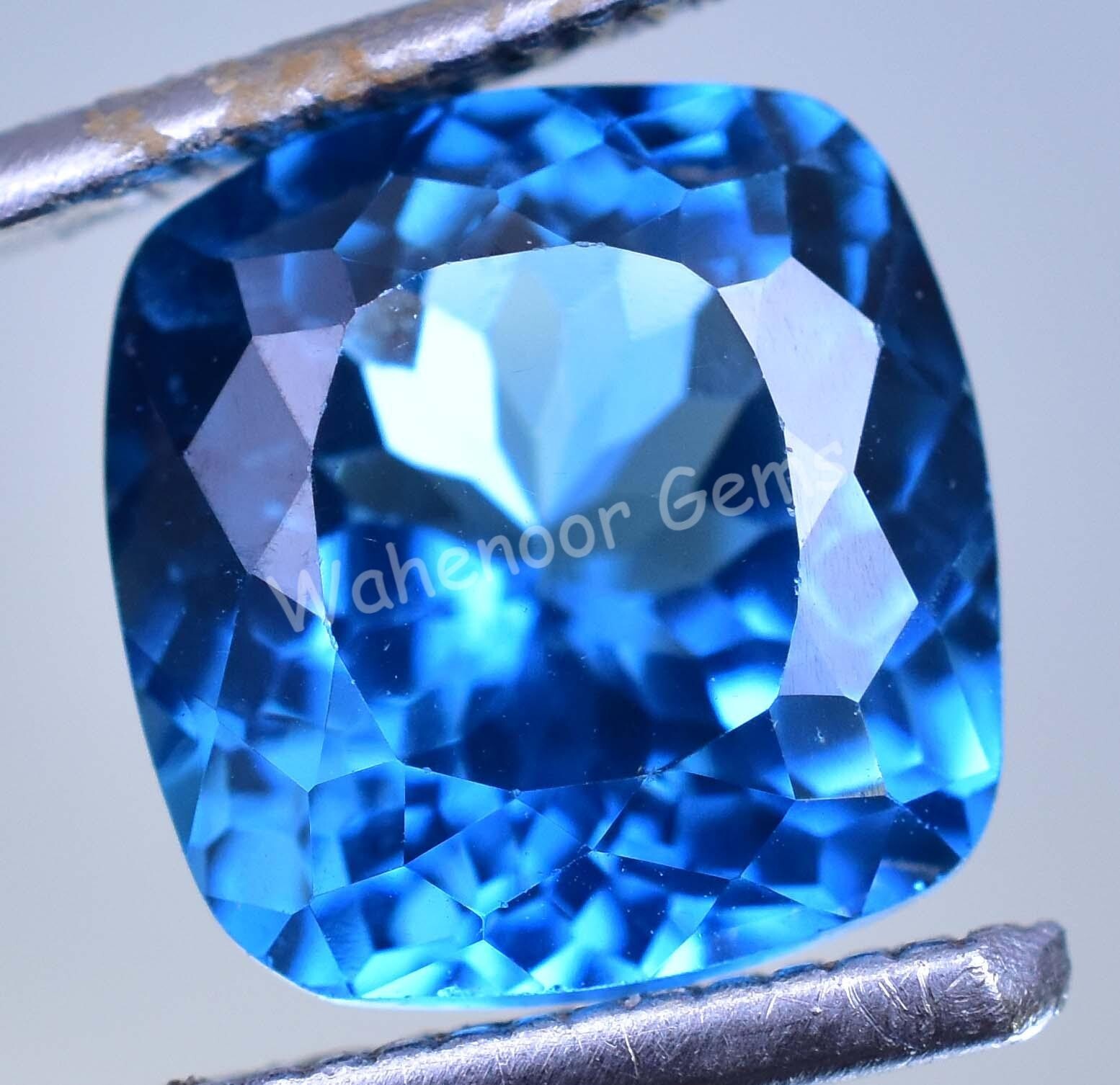 Natural Blue Zircon 7.20 Ct Cushion Stunning Certified Cambodian Gemstone