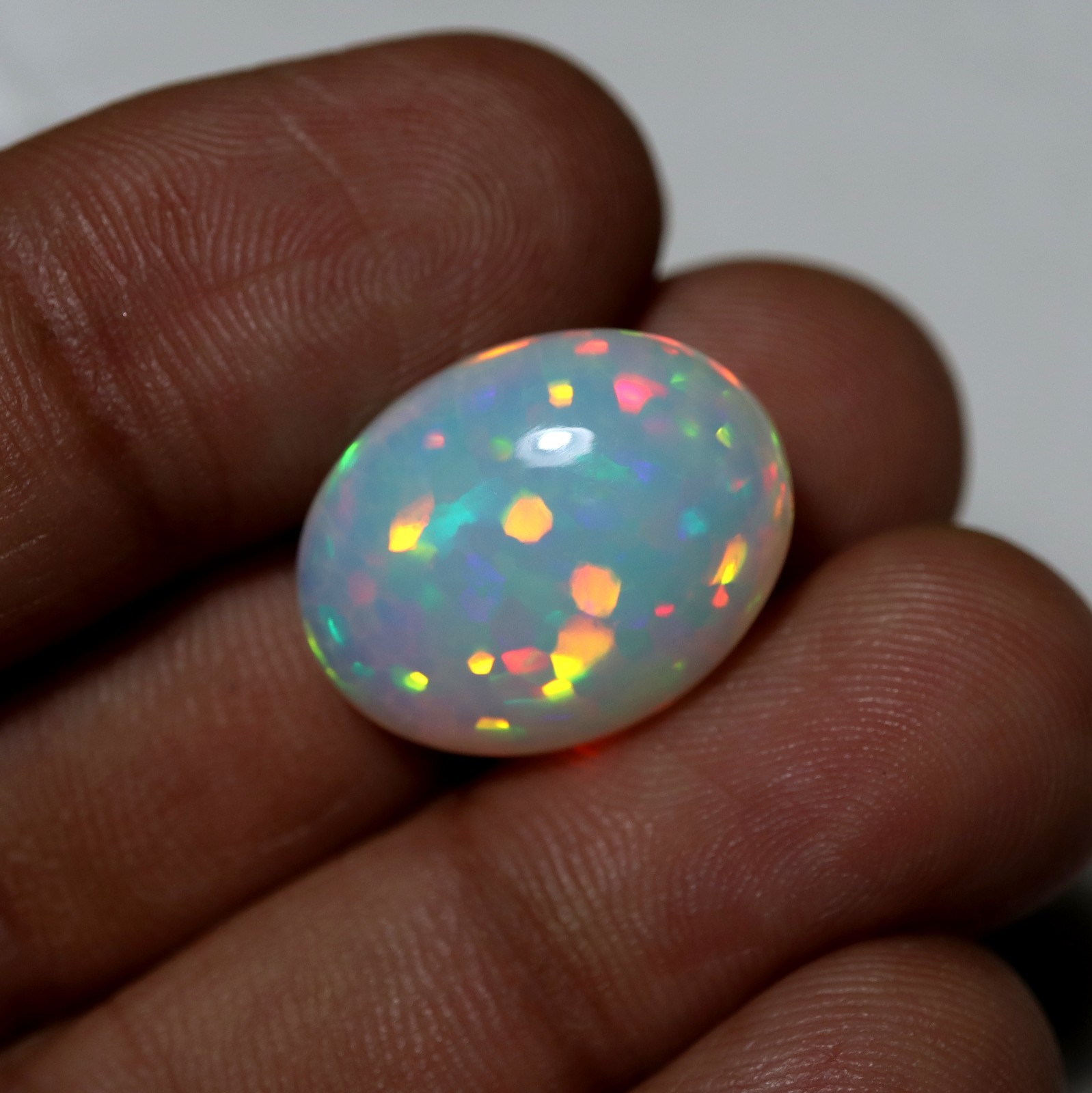 14.9 Cts 19.7×15.2MM Natural AAAA Multi Fire Ethiopian Opal Oval Shape Cabochon