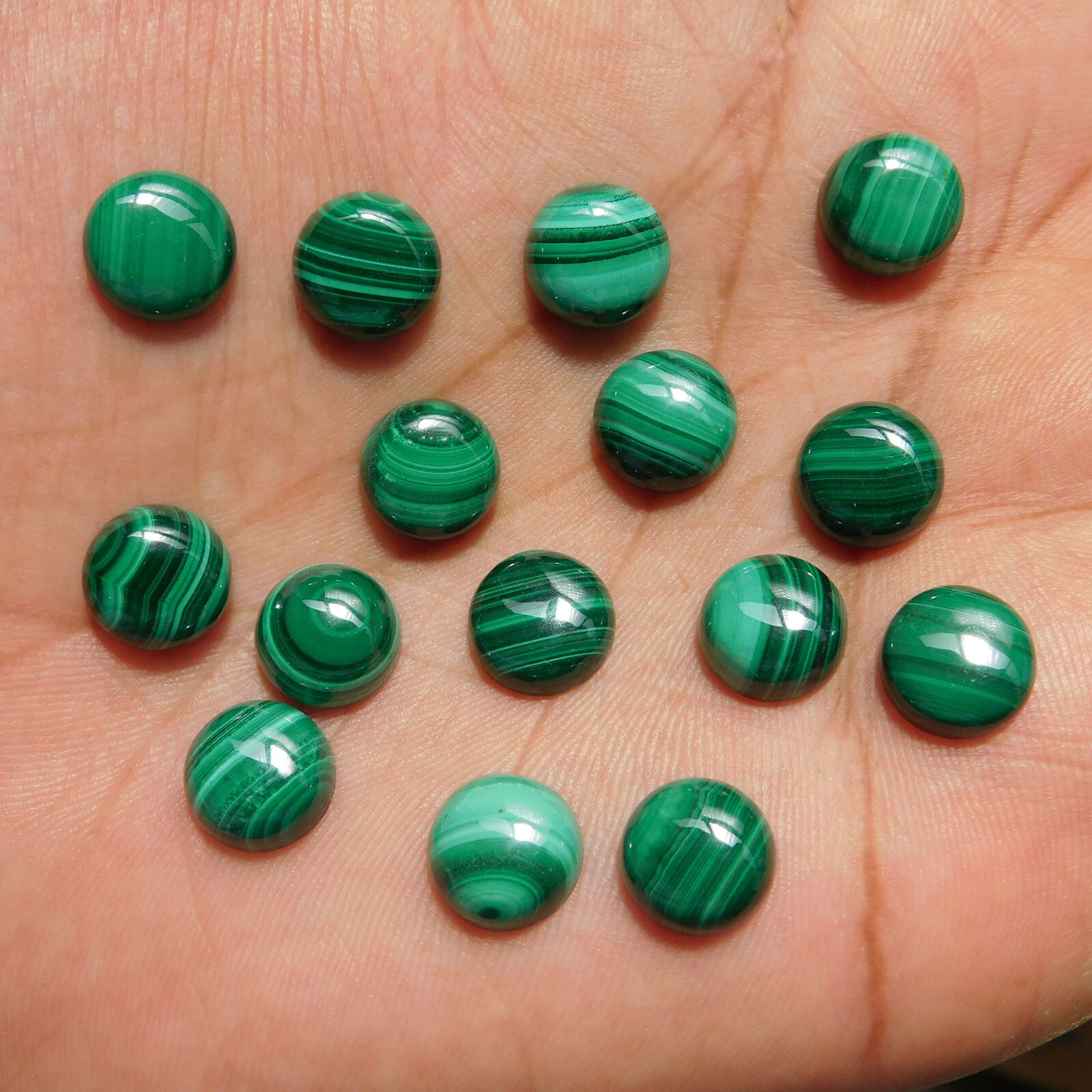 Natural Malachite Round 3 mm to 20 mm Cabochon Loose Gemstone Lot