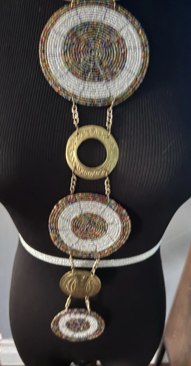 African Circular Beadwork Statement Handmade Necklace Maasai Tribal
