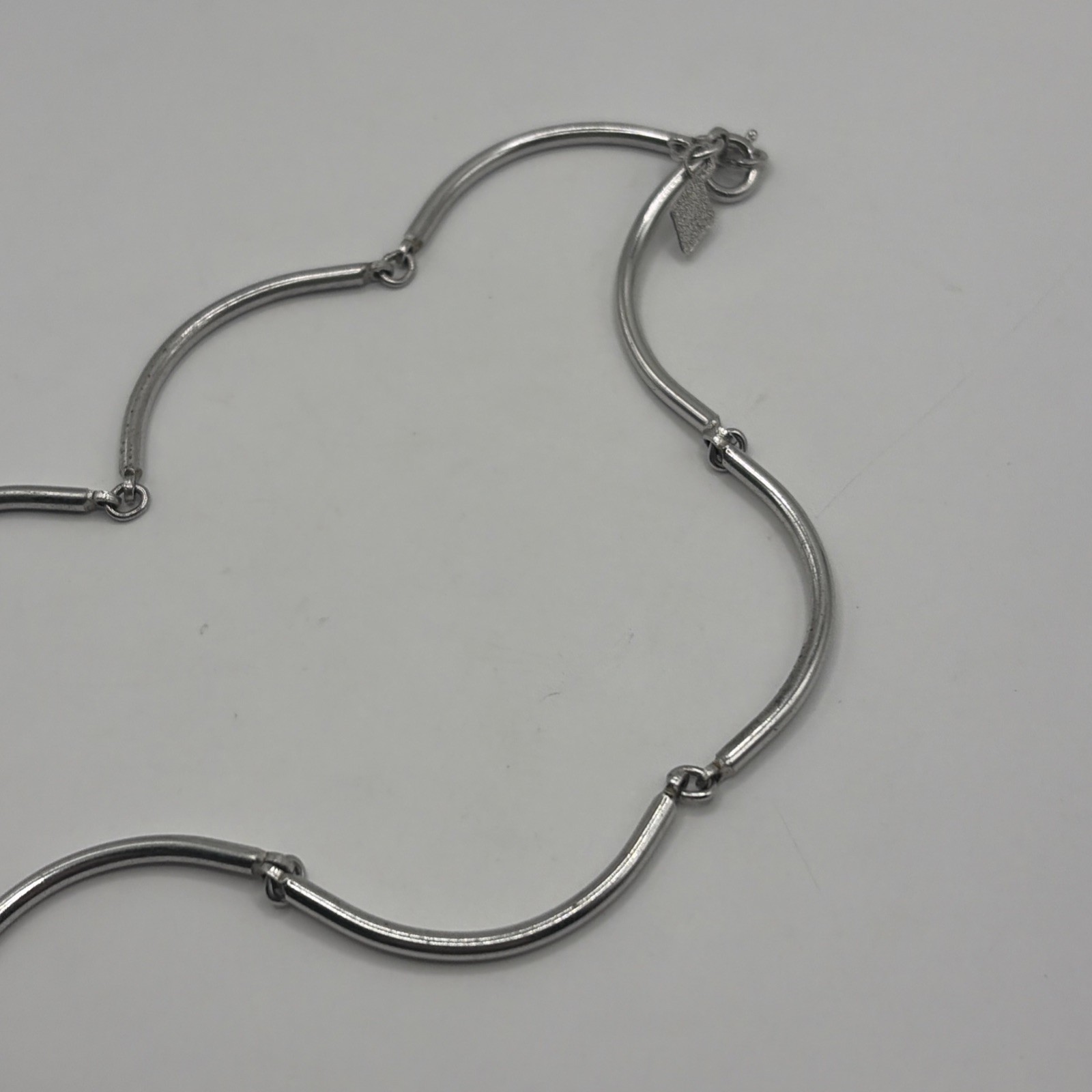 Vintage Sarah Coventry Silver Tone Curved Bar Necklace Minimalist 1970s- 15 Inch