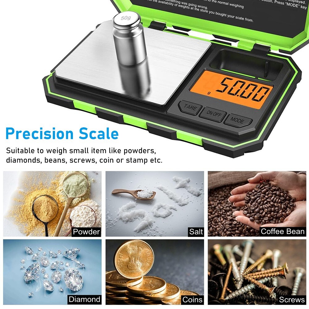 Green Digital Pocket Scale 200g x 0.01g Jewelry Gold Gram Herb Karat Weight USA