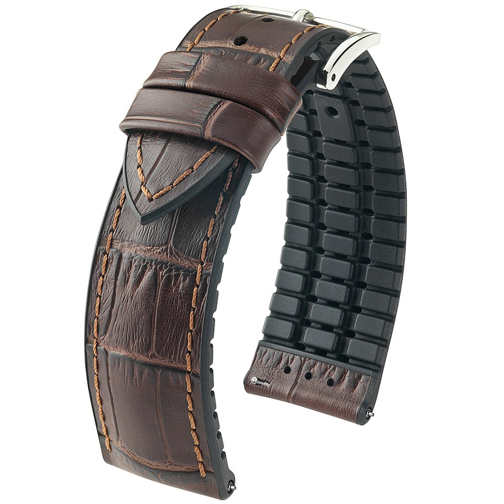 Hirsch Paul Alligator Leather Watch Band Strap Brown 18mm SHORT Quick Release