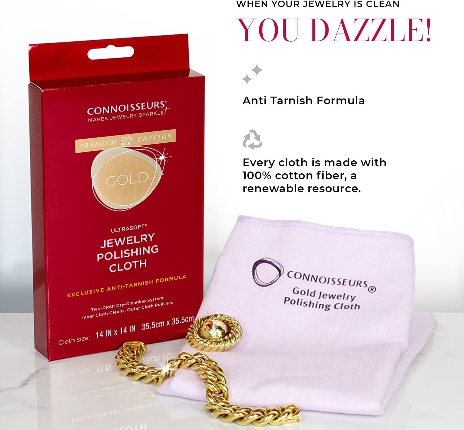 Ultrasoft Gold Polishing Cloth for Jewelry Care – 14×14 Inches, Machine Washable