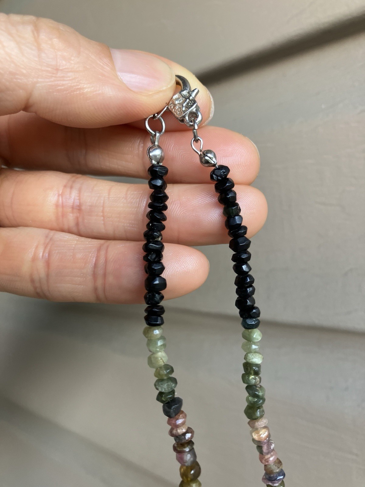 Multi-color Tourmaline Gemstone Beaded Necklace 16.3” 4mm
