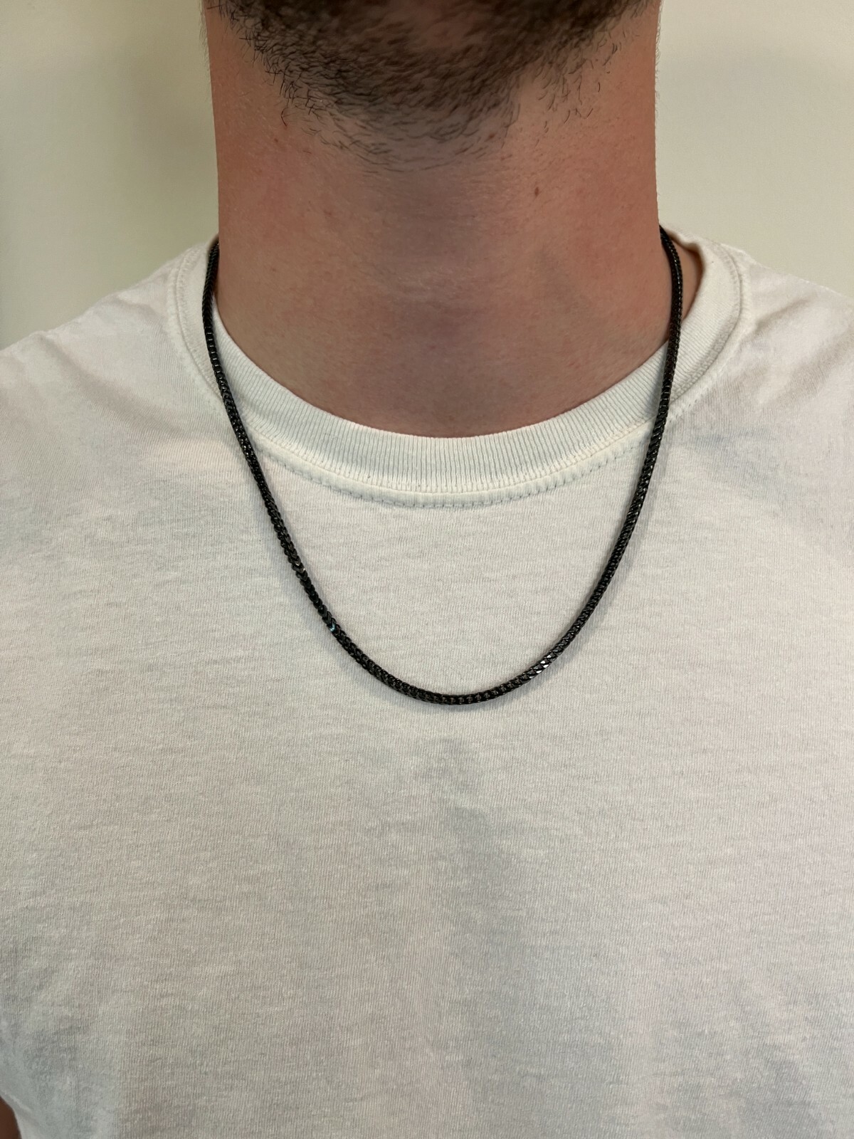 Franco Chain 2.5mm Necklace Black Oxidized Rhodium Over Real 925 Sterling Silver