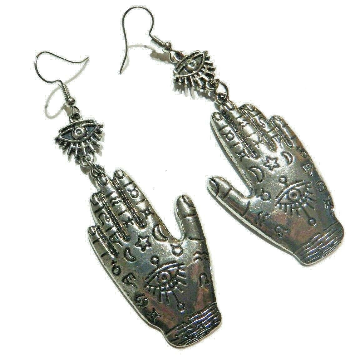 ASTROLOGY PALMISTRY EARRINGS zodiac horoscope gothic occult fortune teller 6G