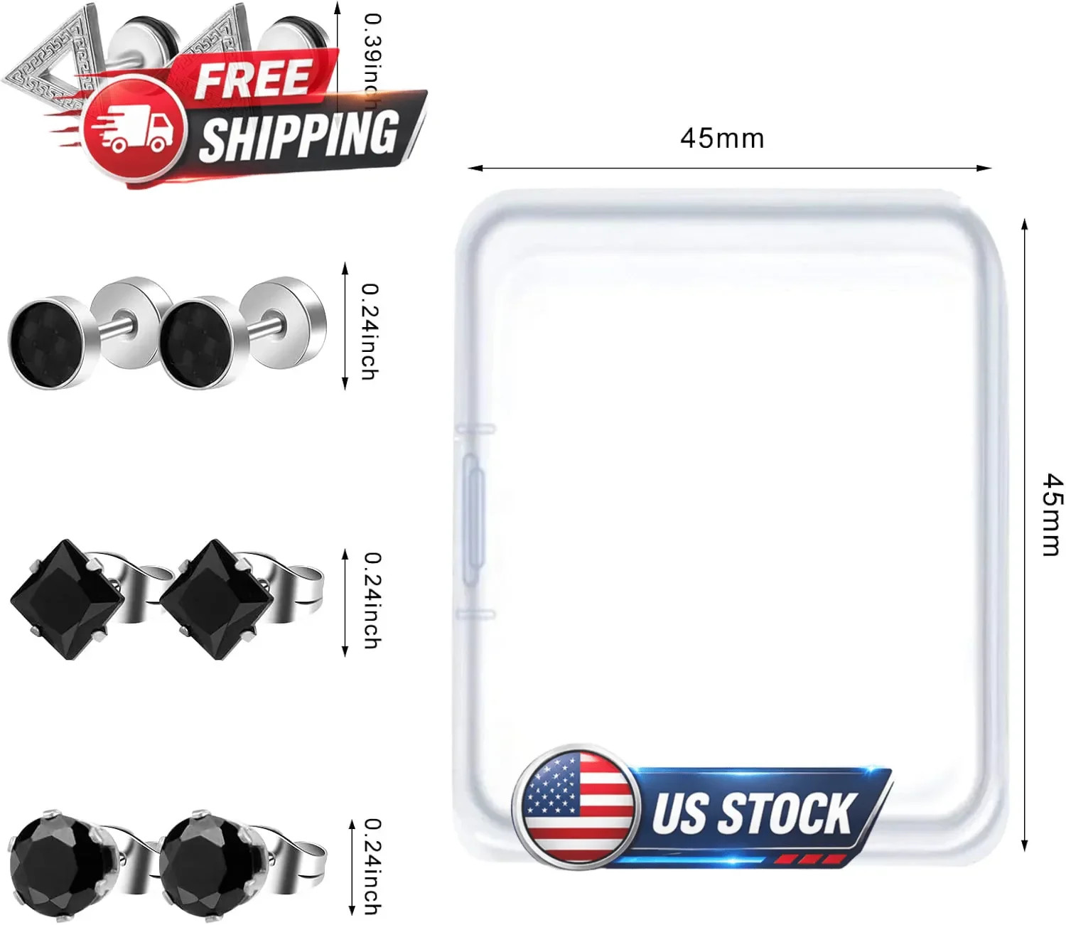 15 Pairs Earrings for Men, Stainless Steel Earrings Stud Kit for Men Women Fashi