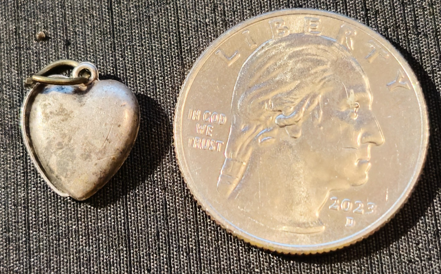 Vintage Sterling Silver KINETIC DOUBLE HEARTS #164 Bracelet Charm, 0.70g, 1/2 in