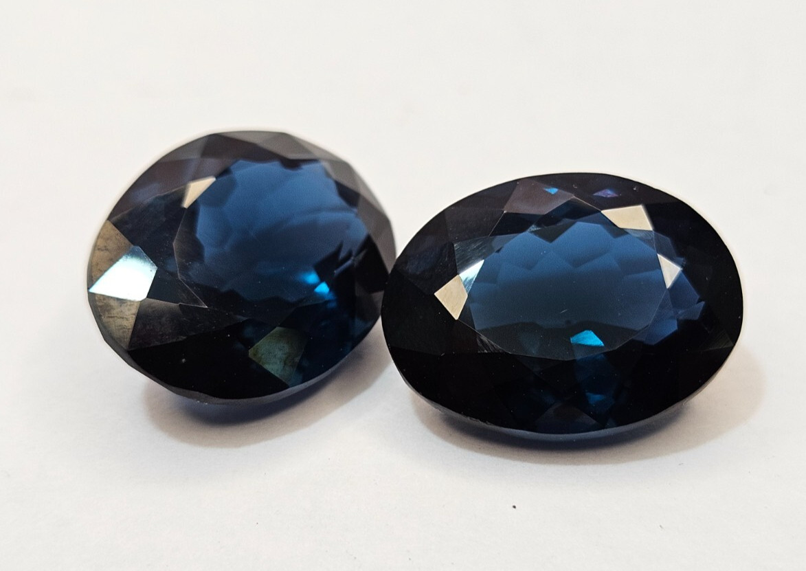 Tourmaline 47-48 Ct Natural Dark Blue Indicolite Pair Oval Cut Gemstone KH1038