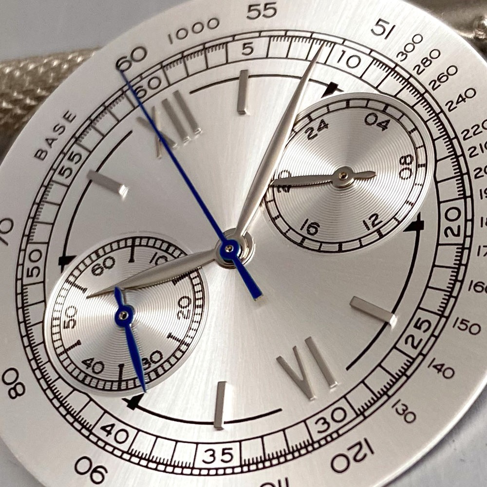 38mm Retro Stainless Steel Watch Case Dial For Miyota OS20 Chronograph Quartz