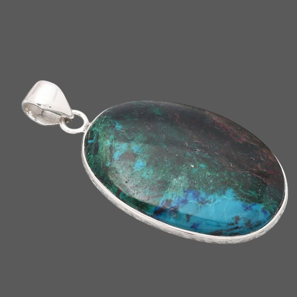 Natural Azurite Chrysocolla 925 Sterling Silver Pendant Jewelry P-1001