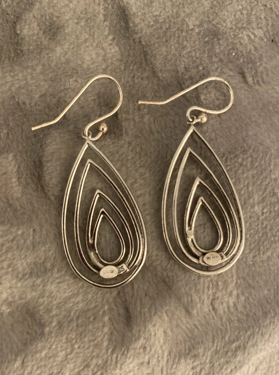 Sterling Silver Hoop within Hoop Dangle Earrings 925 Silver Fast Ship!