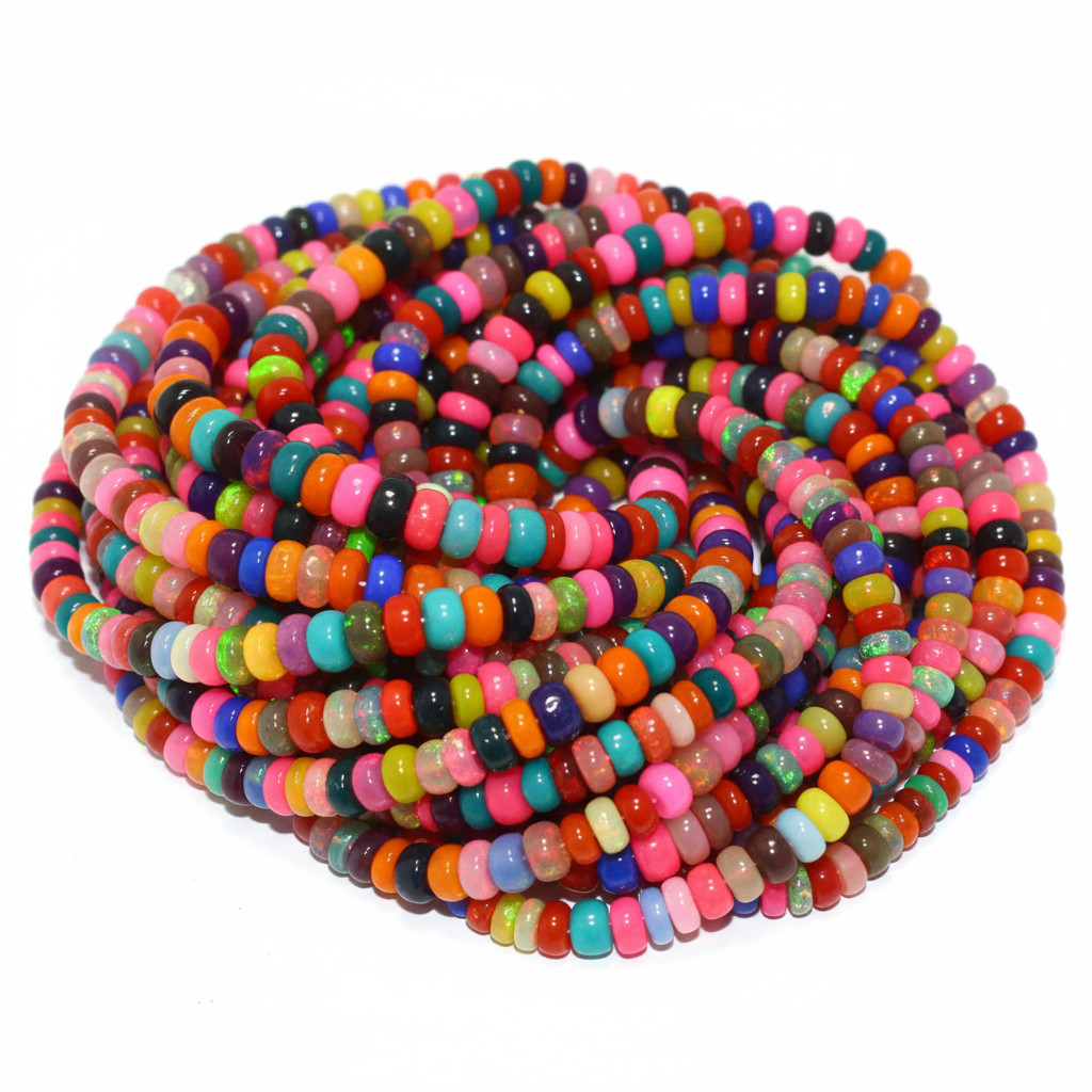 Multi Color Opal Beads Strand 4-5mm Rondelle Gemstone 16 Inch Jewelry Making
