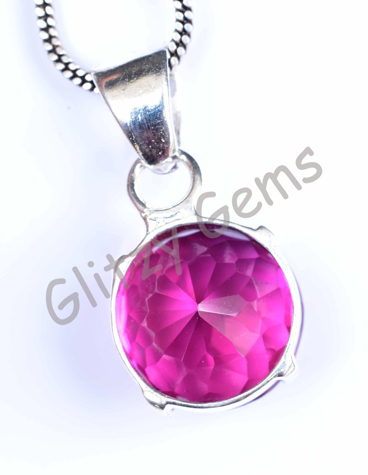 40.55 Ct Natural Rhodolite Garnet Round 925 Sterling Silver Pendant Certified