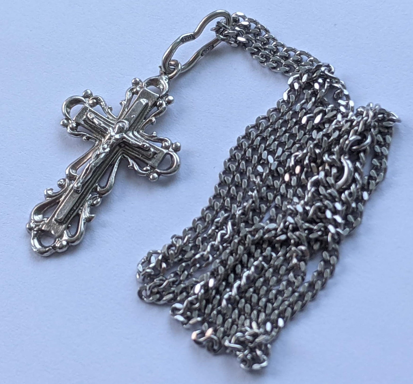 Orthodox Cross on a chain 46 cm. 925 silver. Weight 6.93 g. Prayer in Russian.