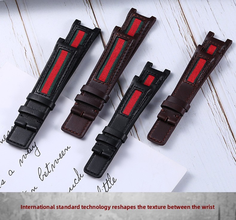 Quality Cowhide Genuine Leather Watch Band Straps 20 22 for Gucci Without Buckle