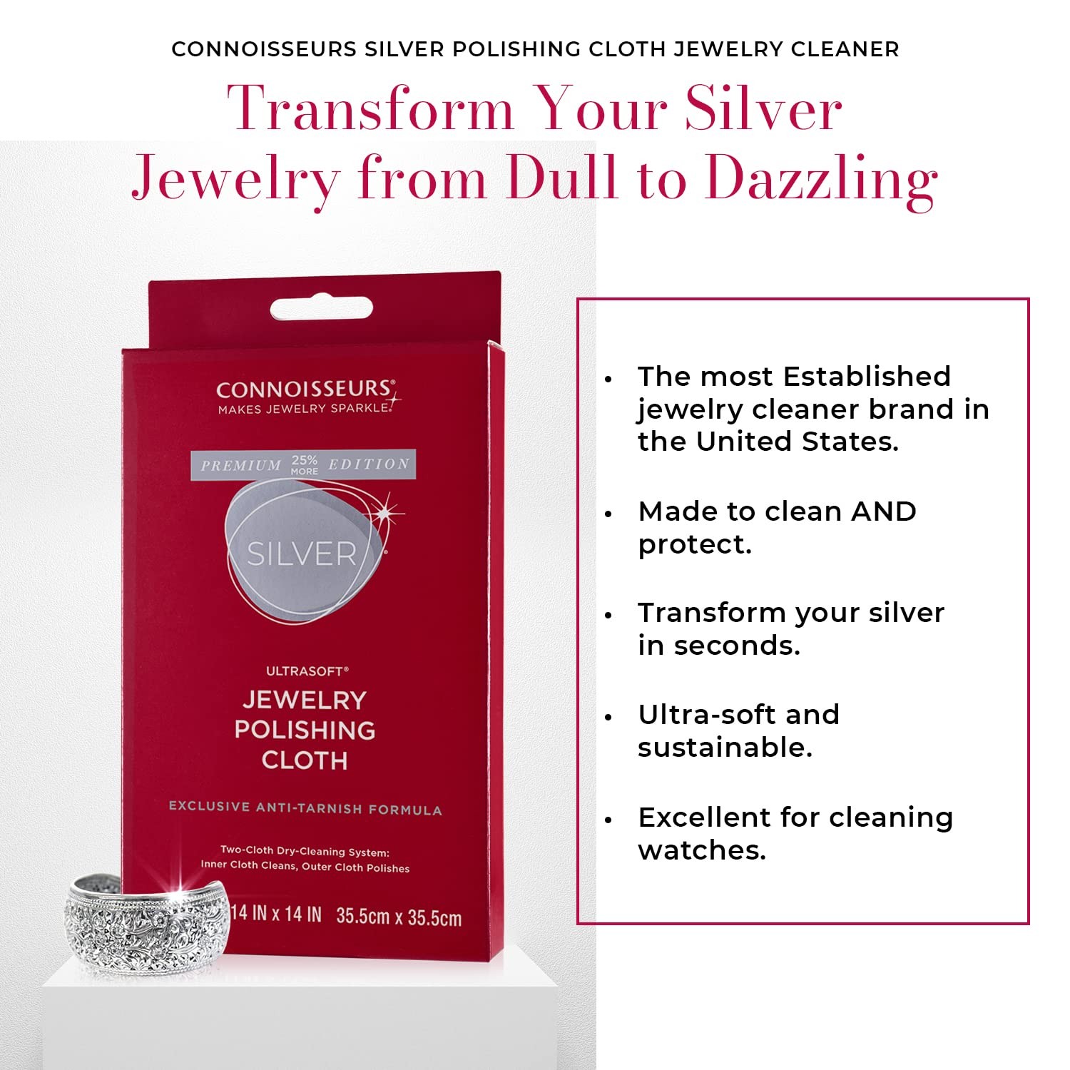 CONNOISSEURS Premium Edition Extra Large Polishing Cloth for Silver Jewelry – Ul