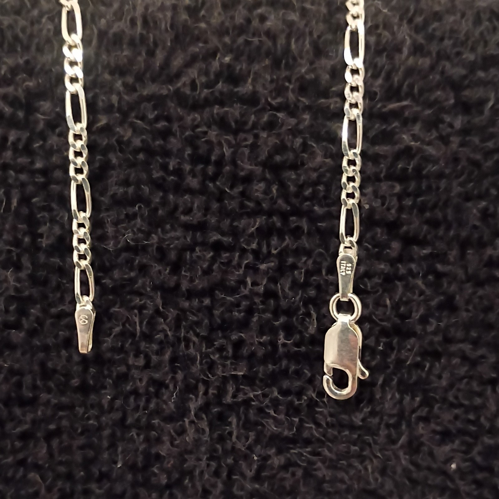 Sterling Silver .925 Diamond Cut Figaro Chain Anklet Lobster Clasp 8 Inch 2mm