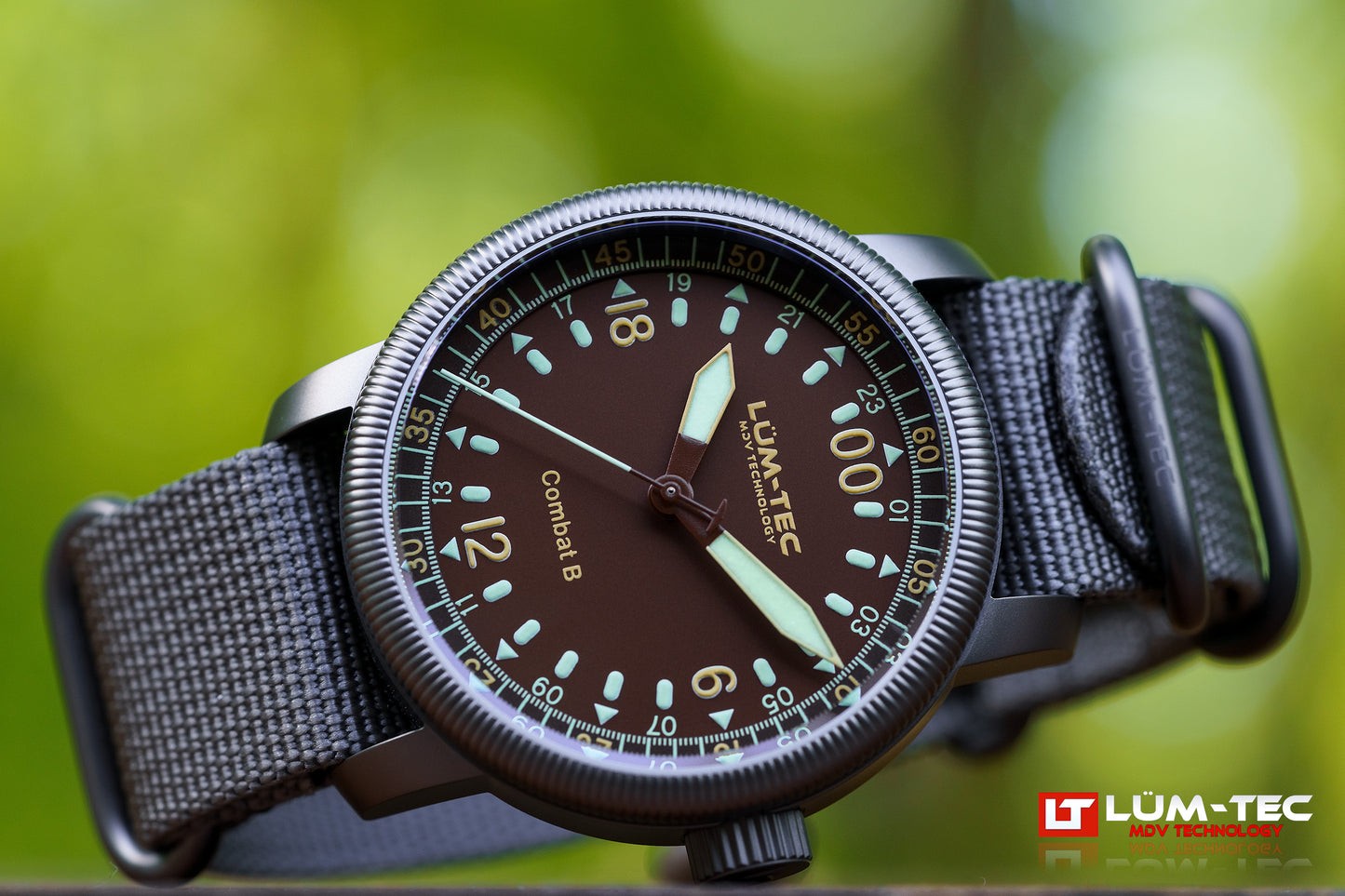 Lum-Tec Mens Watch Combat B60 24HR Automatic 43mm Brown Dial Miyota Japan 9075
