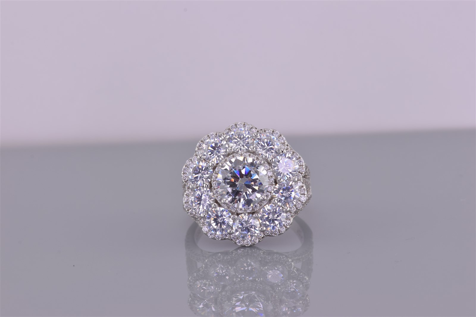 Fuzion Creation FZN Sterling Silver Cubic Zirconia Cluster Band Ring 925 Sz: 6