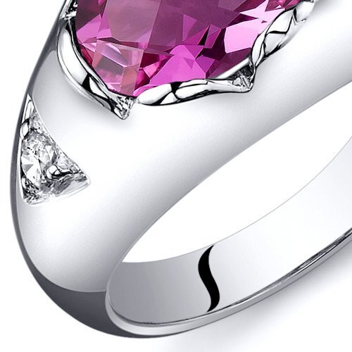 925 Sterling Silver oval Synthetic Created Pink Sapphire Ring 0 TCW , Size 7