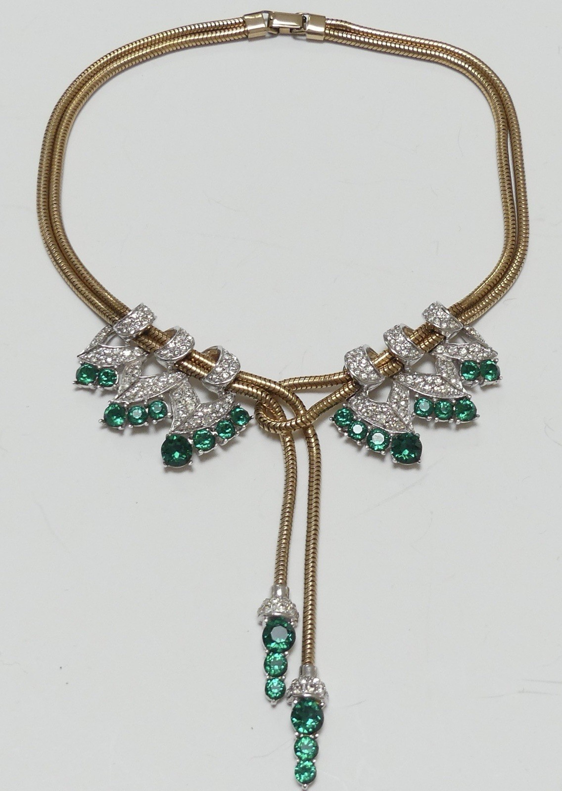 MARCEL BOUCHER Emerald Green Necklace 1940s HTF