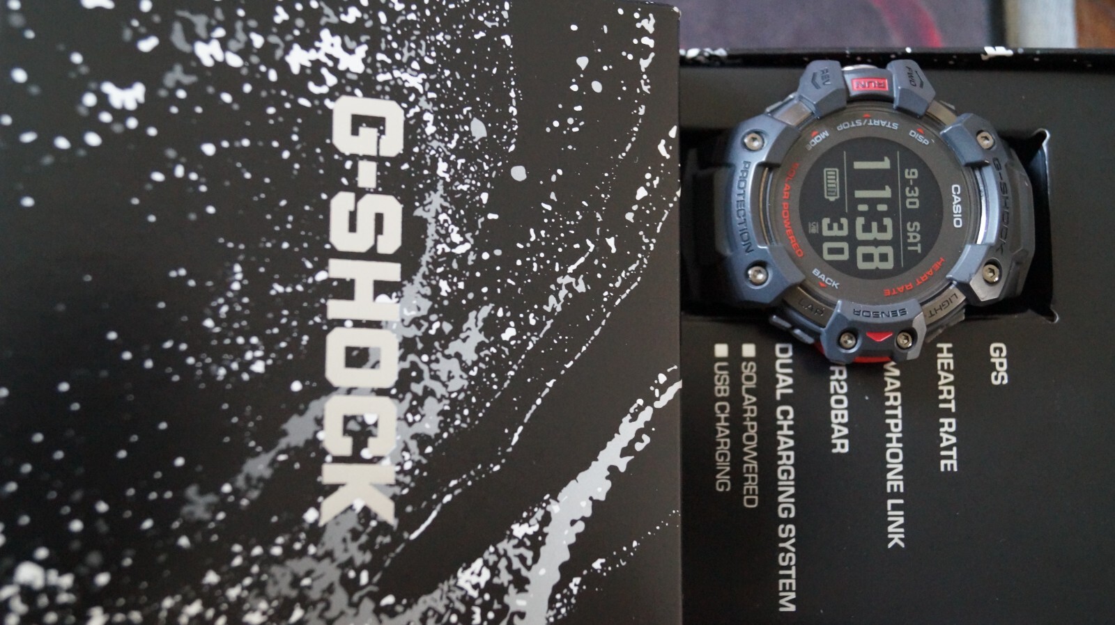 Casio G-Shock GBD-H1000-8 Quartz Watch 3475 54mm Grey Red case G-Squad solar
