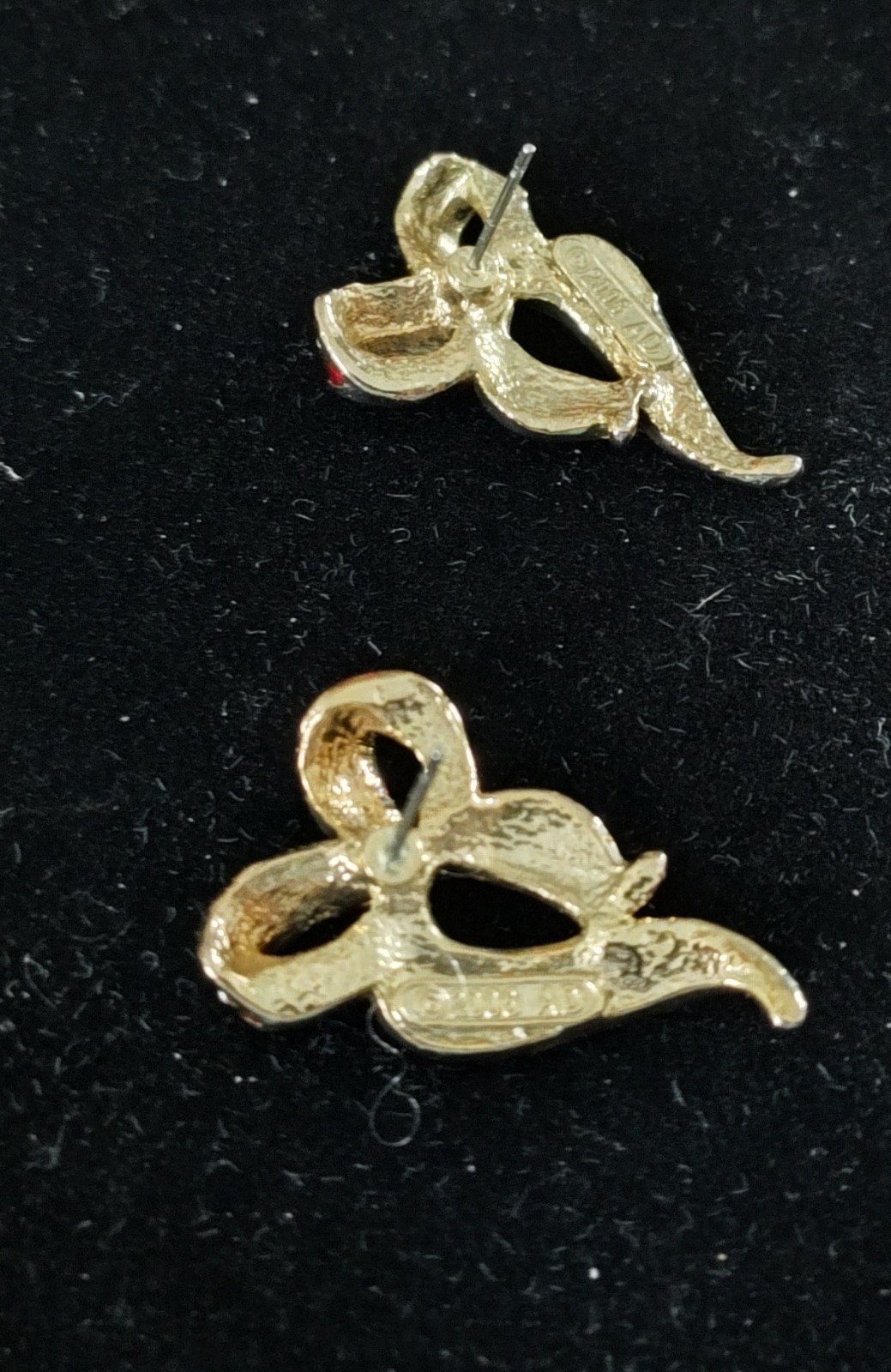 Patriotic-Bow Pendant and Earrings Set-Gold setting, red, white, blue, crystals