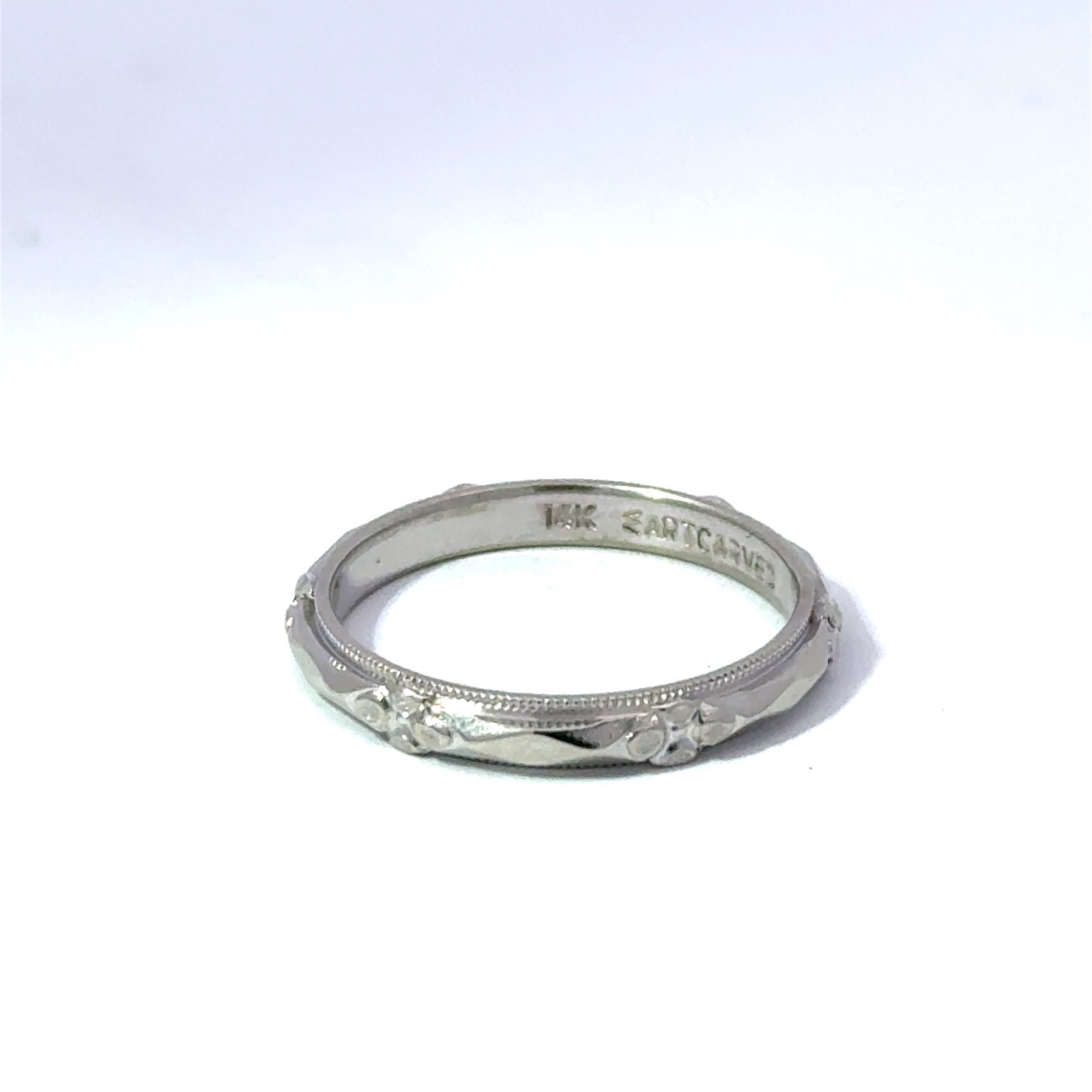Artcarved 14k White Gold Vintage Wedding Band Size 6.5