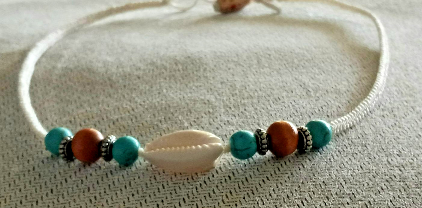 Surfer Macrame Bead &Cowrie Shell Necklace