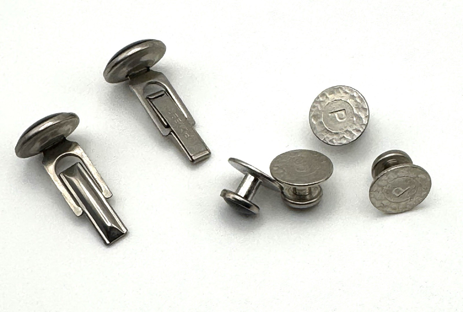 Vintage Pioneer Cufflinks and Tuxedo Studs Set Silver ToneBlack Onyx Formal