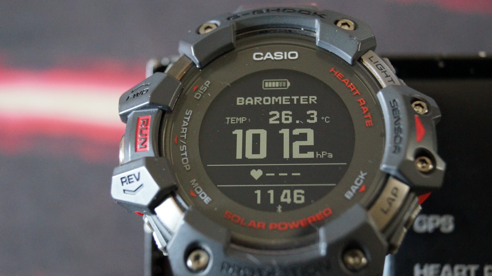 Casio G-Shock GBD-H1000-8 Quartz Watch 3475 54mm Grey Red case G-Squad solar