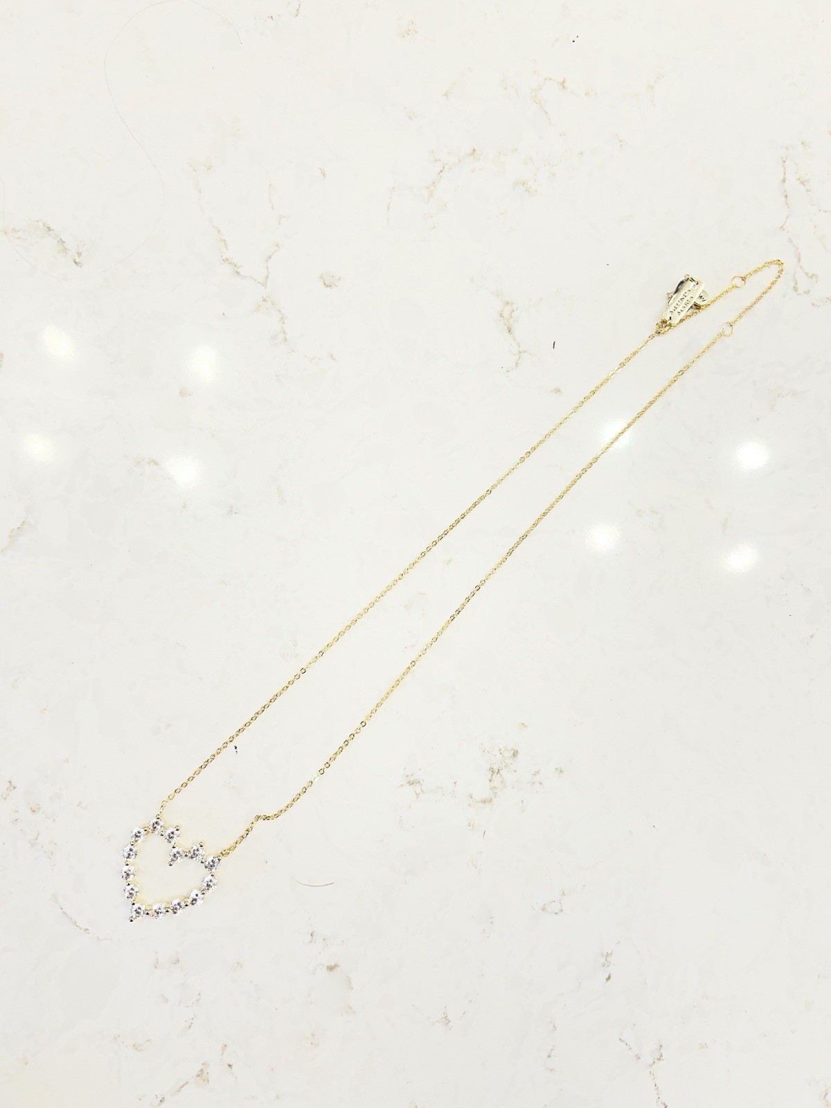 Melinda Maria Gold Necklace She’s An Icon Small Heart White Diamondettes NWOT