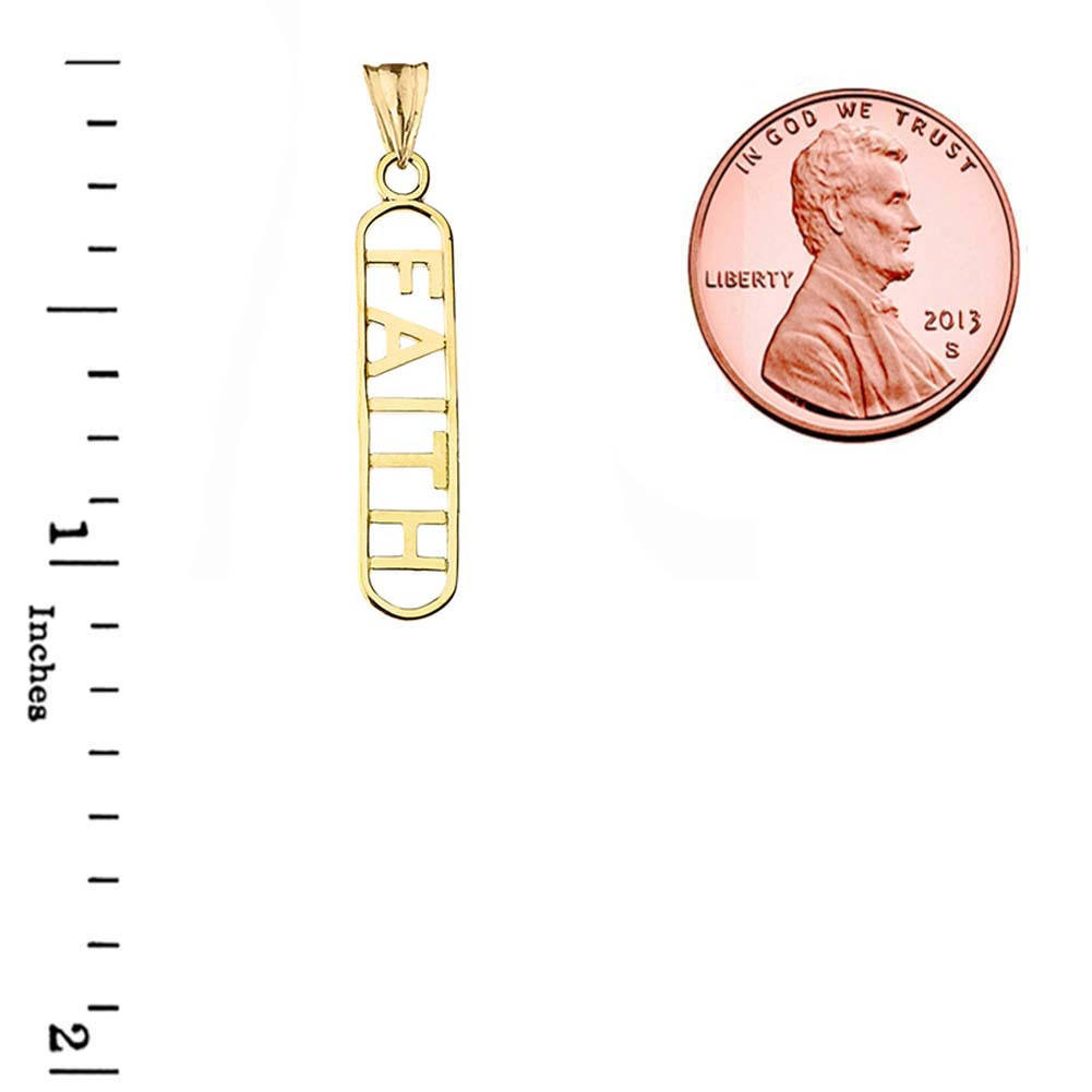 Solid Gold “FAITH” Pendant Necklace (Available in Yellow/Rose/White Gold)