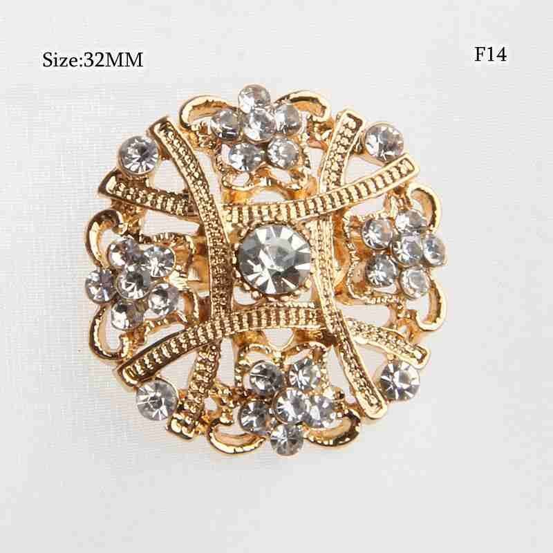 Metallic Flower Crystal Brooches -Round Rhinestone Brooch Pin Bouquet DIY Making