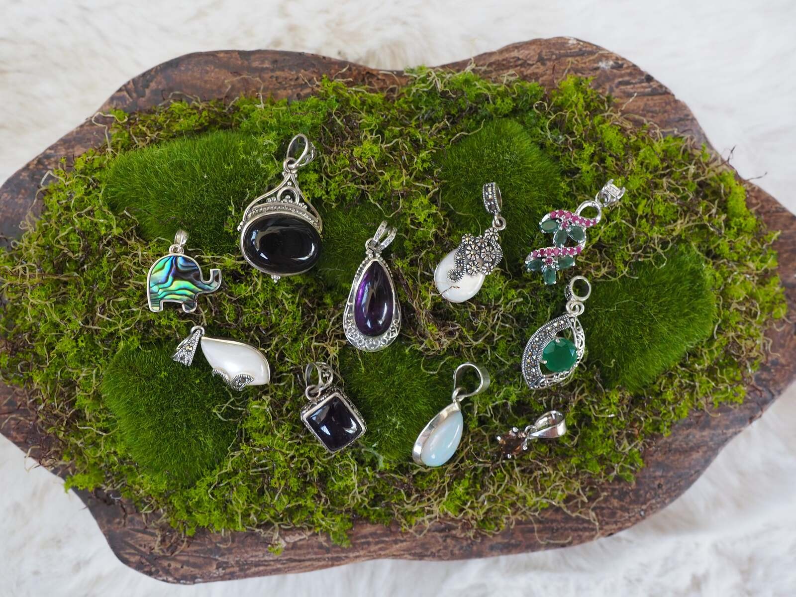 Sterling Silver Rectangular Amethyst Openwork Pendant