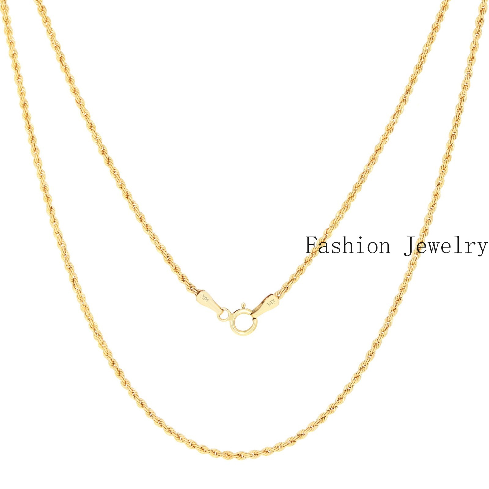 14K Yellow Gold 1mm-10mm Diamond Cut Rope Chain Necklace Mens Women 16″- 30″