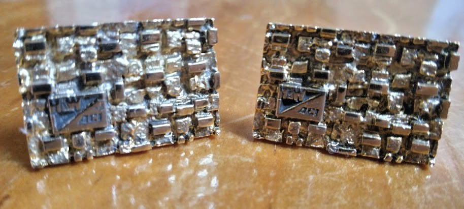 Vintage HW ACI Textured T-bar Cufflinks Mid-Century Modern and Elegant